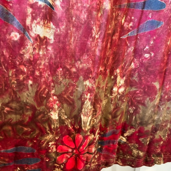 Capistrano Essentials Boho Tie Dye Floral Maxi Skirt Brown/Wine Burgundy 3X - Picture 6 of 10